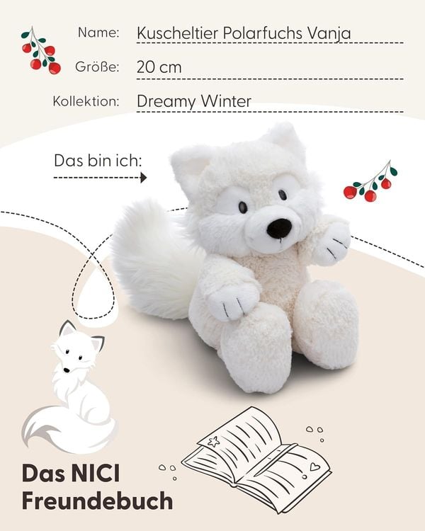 NICI - Kuscheltier Polarfuchs Vanja 20cm schlenkernd GREEN