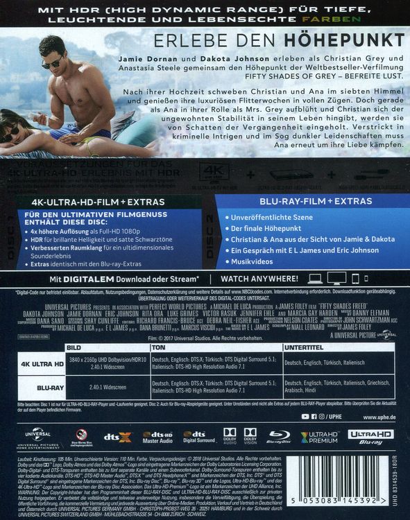 Produktbild: Fifty Shades of Grey - Befreite Lust (4K Ultra HD) (+ Blu-ray 2D)