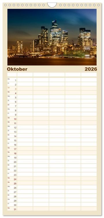 Produktbild: Familienplaner 2026 - NEW YORK CITY Urbane Magie mit 5 Spalten (Wandkalender, 21 x 45 cm) CALVENDO