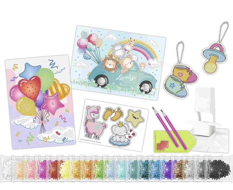 Produktbild: URSUS Kinder-Bastelsets Diamond Painting Creative Set Lovely, 2er Karten