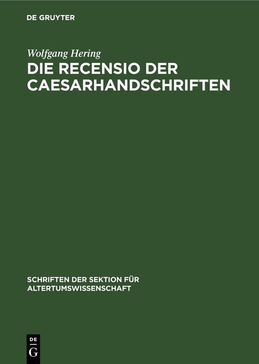 Produktbild: Die Recensio der Caesarhandschriften