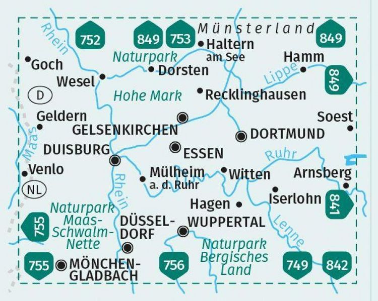 Produktbild: KOMPASS Wanderkarten-Set 821 Ruhrgebiet (3 Karten) 1:50.000