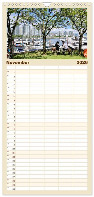 Produktbild: Familienplaner 2026 - 12 Gr&uuml;nde, Vancouver zu lieben. mit 5 Spalten (Wandkalender, 21 x 45 cm) CALVENDO