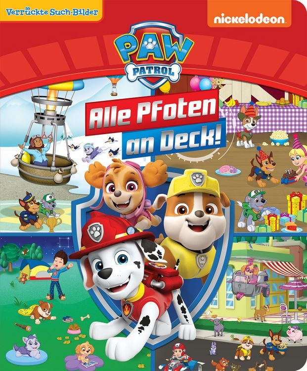 Produktbild: PAW Patrol - Alle Pfoten an Deck! - Verr&uuml;ckte Such-Bilder, gro&szlig; - Wimmelbuch - Pappbilderbuch mit wattiertem Umschlag