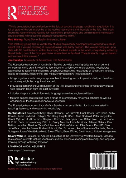 Produktbild: The Routledge Handbook of Vocabulary Studies