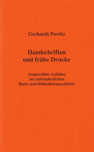 Produktbild: Handschriften und fr&uuml;he Drucke