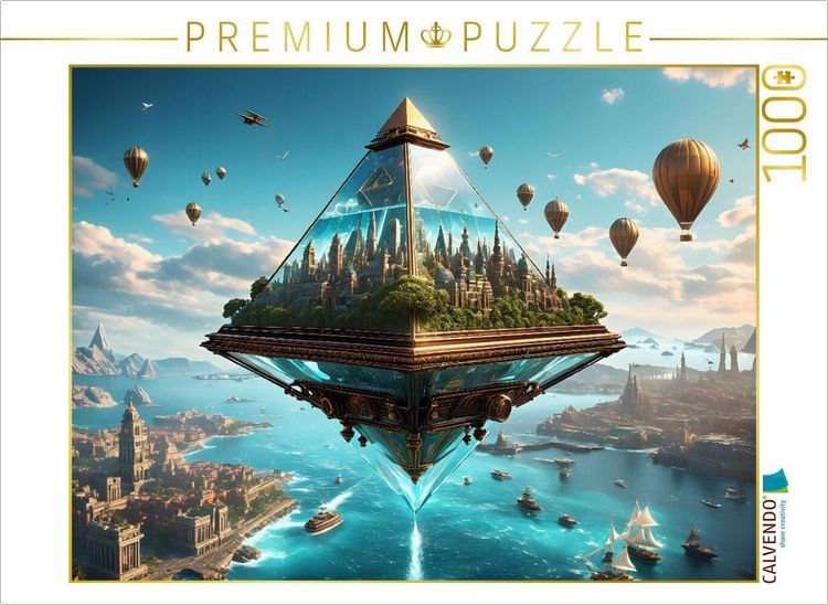 Produktbild: CALVENDO Puzzle Steampunk - fliegende Glaspyramide | 1000 Teile Lege-Gr&ouml;&szlig;e 64x48cm Foto-Puzzle f&uuml;r gl&uuml;ckliche Stunden