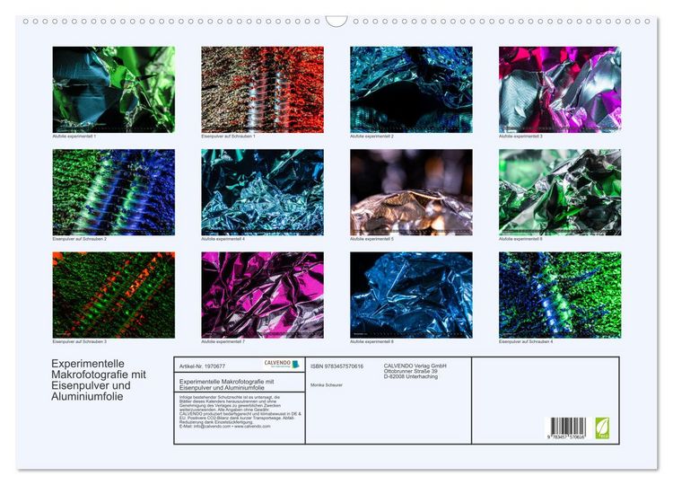 Produktbild: Experimentelle Makrofotografie mit Eisenpulver und Aluminiumfolie (Wandkalender 2026 DIN A2 quer), CALVENDO Monatskalender