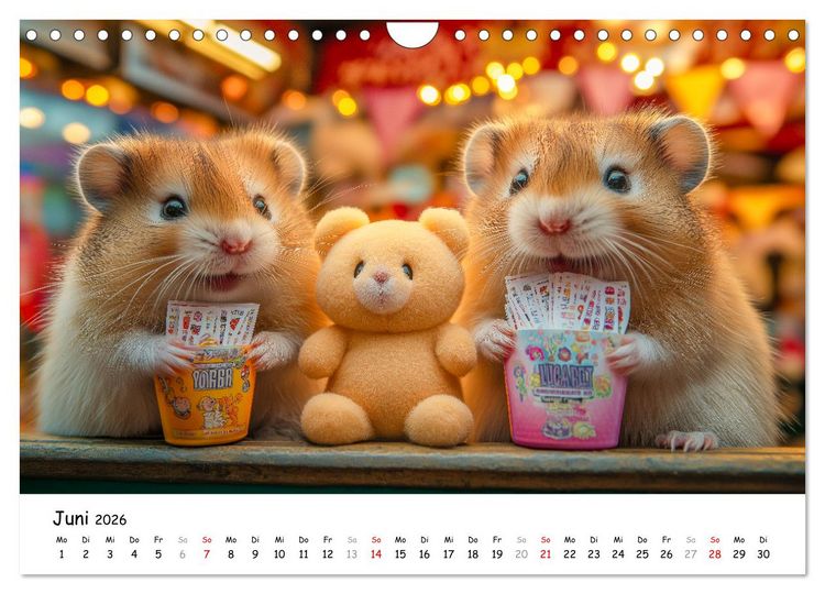 Produktbild: Hamster im Freizeitpark - Lustiger Kalender mit Jahrmarkt-Motiven (Wandkalender 2026 DIN A4 quer), CALVENDO Monatskalender