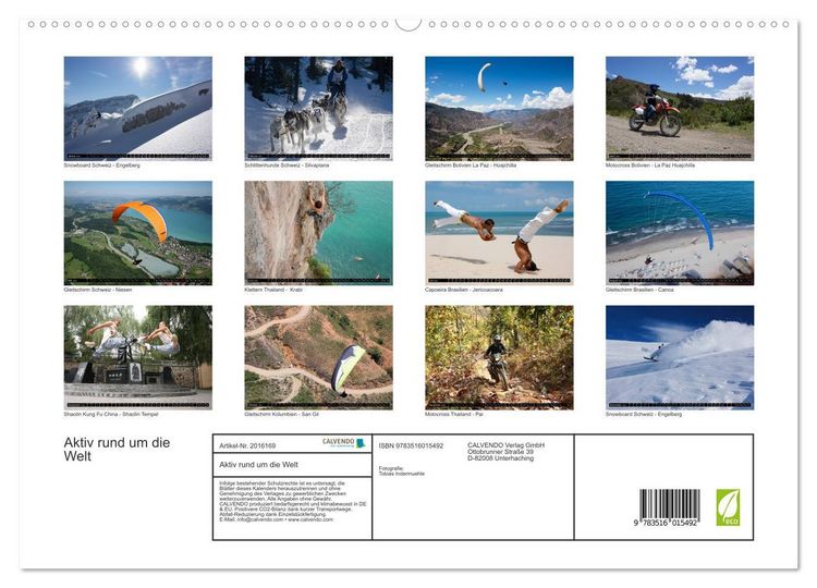 Produktbild: Aktiv rund um die Welt (hochwertiger Premium Wandkalender 2026 DIN A2 quer), Kunstdruck in Hochglanz