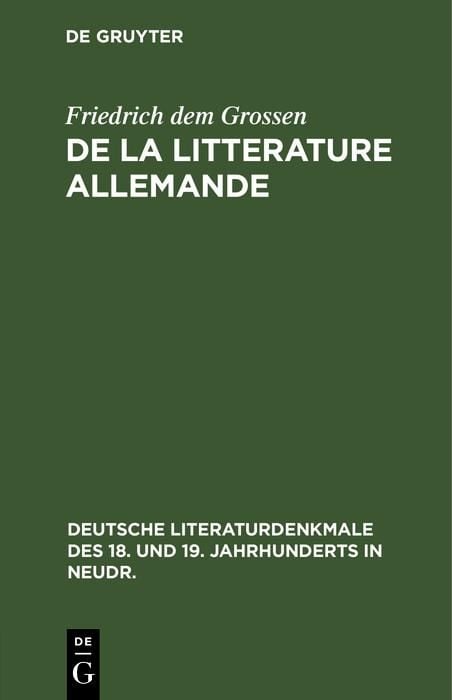 Produktbild: De la litterature allemande