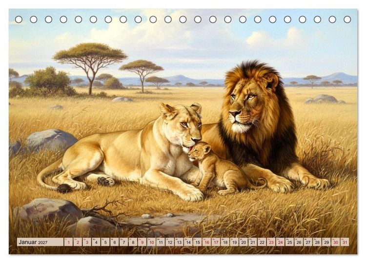 Produktbild: Afrikas Tiere wie aus alten B&uuml;chern (Tischkalender 2027 DIN A5 quer), CALVENDO Monatskalender