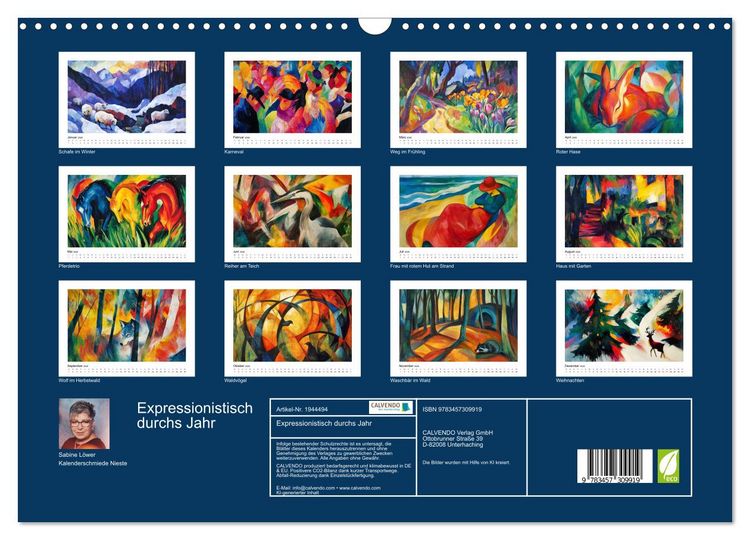 Produktbild: Expressionistisch durchs Jahr (Wandkalender 2026 DIN A3 quer), CALVENDO Monatskalender
