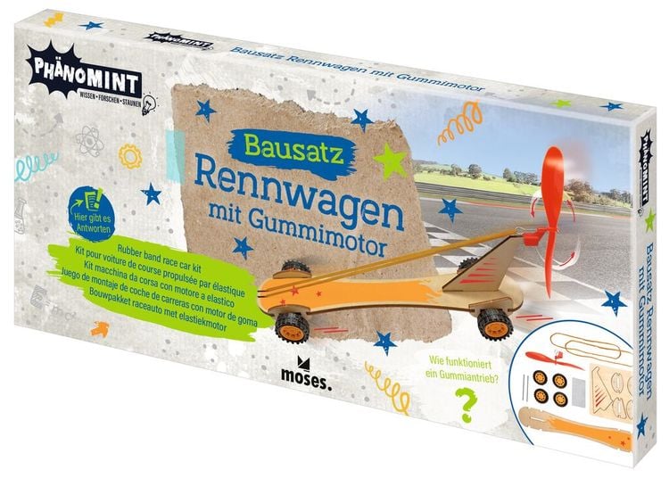 Produktbild: Moses. - PhänoMINT Bausatz Rennwagen mit Gummimotor