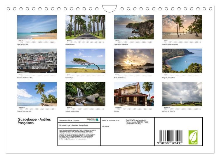 Produktbild: Guadeloupe - Antilles fran&ccedil;aises (Calendrier mural 2027 DIN A4 vertical), CALVENDO calendrier mensuel