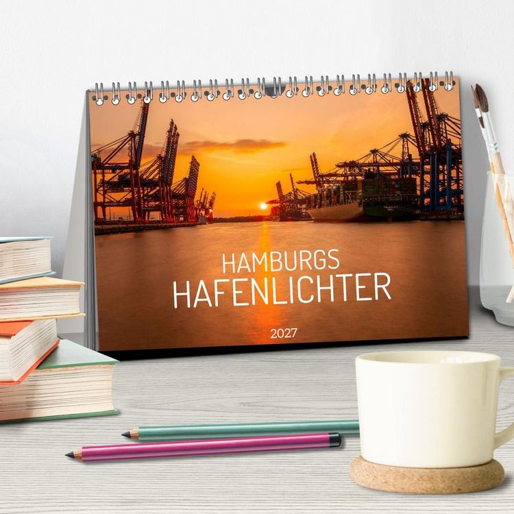 Produktbild: Hamburgs Hafenlichter (Tischkalender 2027 DIN A5 quer), CALVENDO Monatskalender
