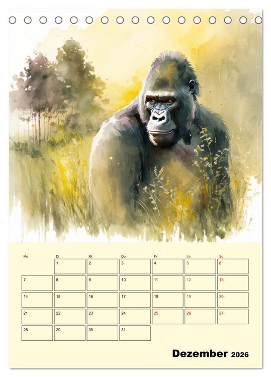 Produktbild: Sch&ouml;ne Aquarelle. Darstellungen von Afrikas Wildtieren (Tischkalender 2026 DIN A5 hoch), CALVENDO Monatskalender