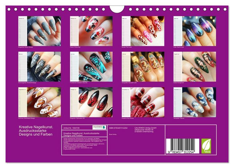 Produktbild: Kreative Nagelkunst. Ausdrucksstarke Designs und Farben (Wandkalender 2026 DIN A4 quer), CALVENDO Monatskalender