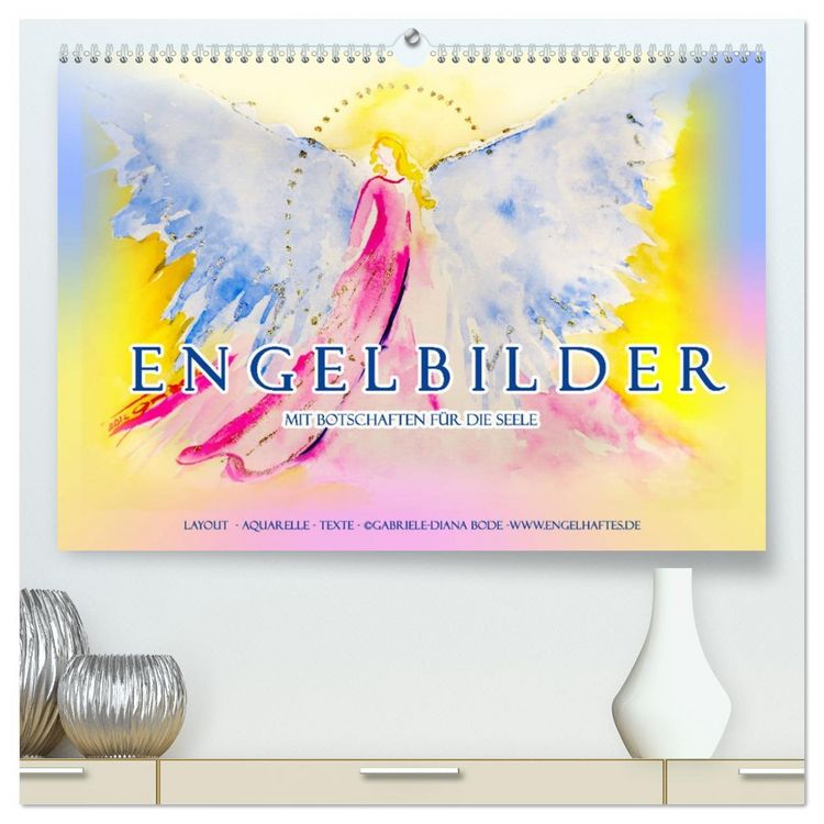 Produktbild: Engelbilder mit Botschaften f&uuml;r die Seele (hochwertiger Premium Wandkalender 2026 DIN A2 quer), Kunstdruck in Hochglanz