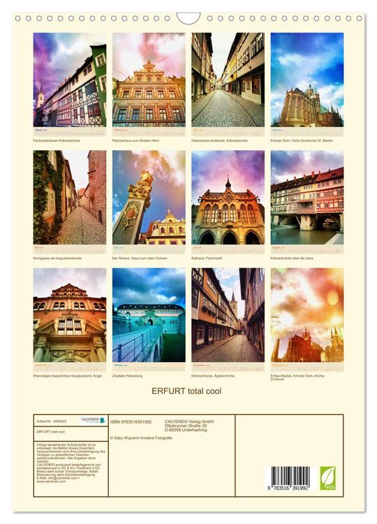 Produktbild: ERFURT total cool (Wandkalender 2026 DIN A3 hoch), CALVENDO Monatskalender