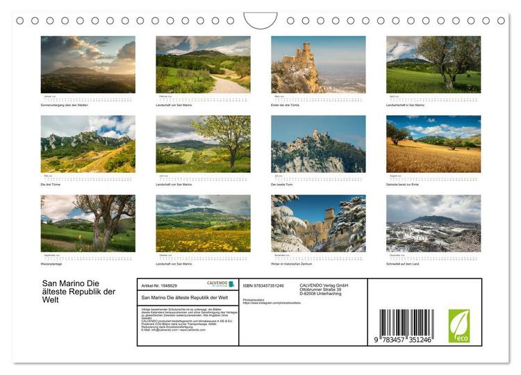Produktbild: San Marino Die &auml;lteste Republik der Welt (Wandkalender 2026 DIN A4 quer), CALVENDO Monatskalender