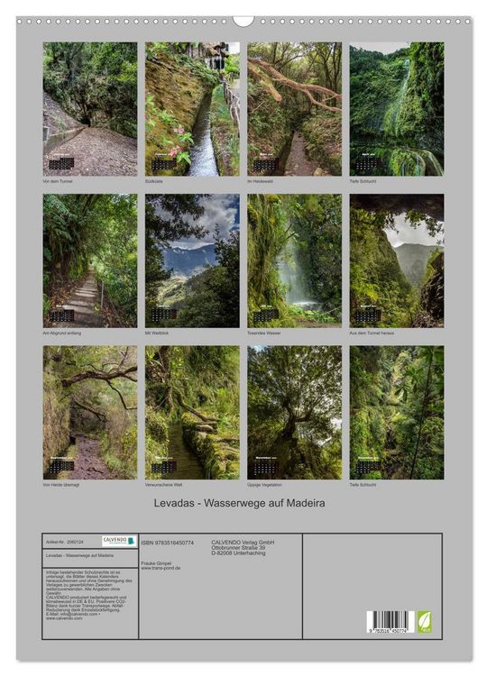 Produktbild: Levadas - Wasserwege auf Madeira (Wandkalender 2026 DIN A2 hoch), CALVENDO Monatskalender
