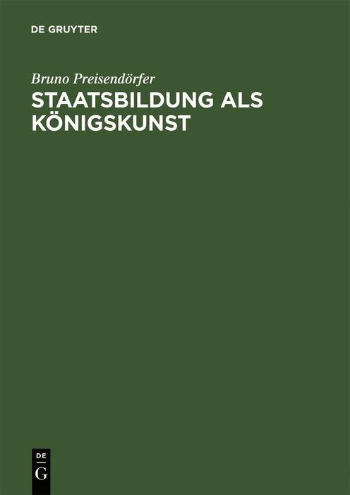 Produktbild: Staatsbildung als K&ouml;nigskunst