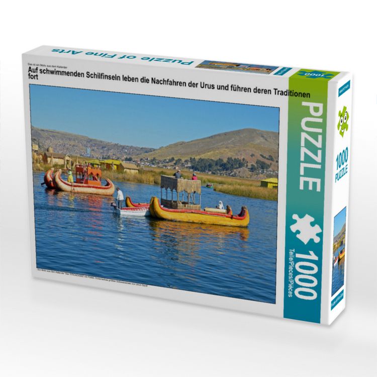 Produktbild: CALVENDO Puzzle Auf schwimmenden Schilfinseln leben die Nachfahren der Urus und f&uuml;hren deren Traditionen fort | 1000 Teile Lege-Gr&ouml;&szlig;e 64x48cm Foto-Puz