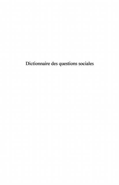 Produktbild: Dictionnaire des questions sociales