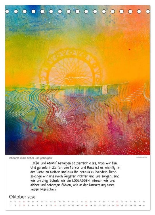 Produktbild: Motivation-Art 2026 (Tischkalender 2026 DIN A5 hoch), CALVENDO Monatskalender
