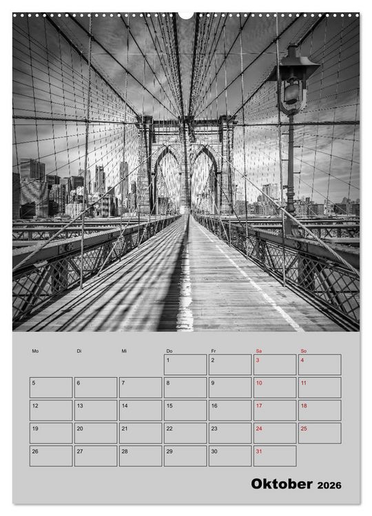 Produktbild: NEW YORK CITY Monochrome Stadtansichten (Wandkalender 2026 DIN A2 hoch), CALVENDO Monatskalender