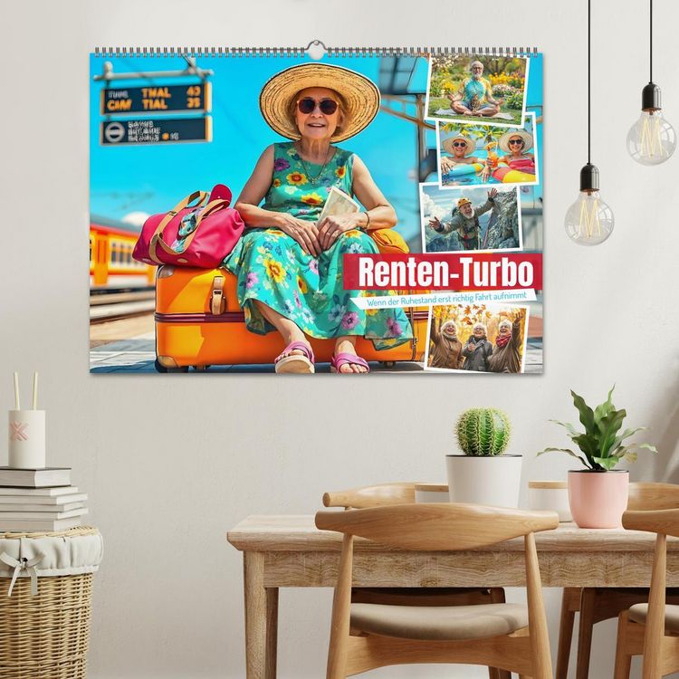 Produktbild: Renten-Turbo. Wenn der Ruhestand erst richtig Fahrt aufnimmt (Wandkalender 2026 DIN A2 quer), CALVENDO Monatskalender