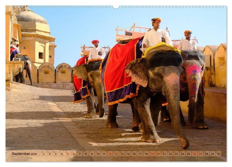 Produktbild: Eine Reise durch Rajasthan (hochwertiger Premium Wandkalender 2026 DIN A2 quer), Kunstdruck in Hochglanz