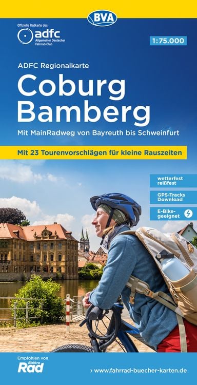 Produktbild: ADFC-Regionalkarte Coburg Bamberg, 1:75.000, mit Tagestourenvorschlägen, reiß- und wetterfest, E-Bike-geeignet, GPS-Tracks Download