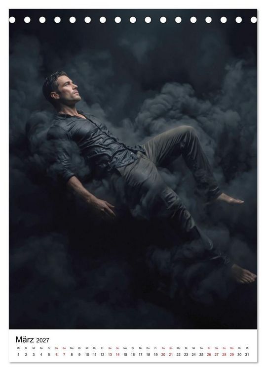Produktbild: Floating Men - maskuliner K&ouml;rperbau in vollkommener Entspannung (Tischkalender 2027 DIN A5 hoch), CALVENDO Monatskalender
