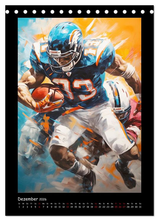 Produktbild: American Football. Paintings (Tischkalender 2026 DIN A5 hoch), CALVENDO Monatskalender