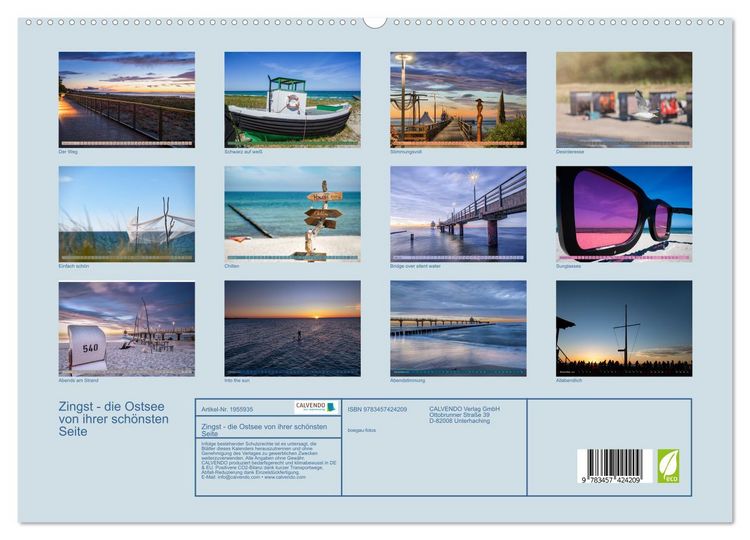 Produktbild: Zingst - die Ostsee von ihrer sch&ouml;nsten Seite (hochwertiger Premium Wandkalender 2026 DIN A2 quer), Kunstdruck in Hochglanz
