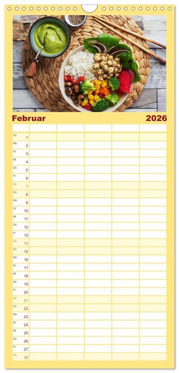 Produktbild: Familienplaner 2026 - Vegane Bowls - Eine Sch&uuml;ssel voller Geschmack mit 5 Spalten (Wandkalender, 21 x 45 cm) CALVENDO