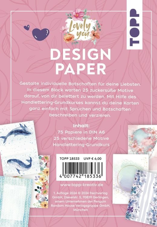 Produktbild: Design Paper A6 Lovely You. Mit Handlettering-Grundkurs