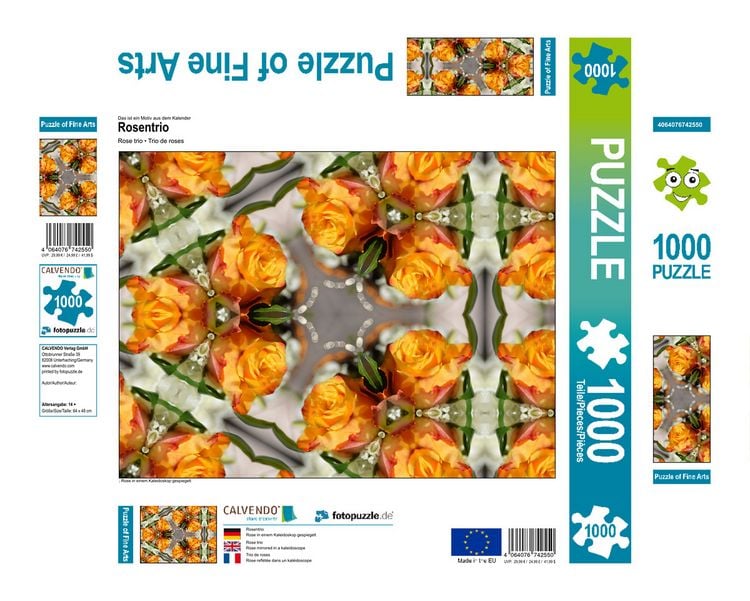 Produktbild: CALVENDO Puzzle Rosentrio 1000 Teile Lege-Gr&ouml;&szlig;e 640 x 480 cm Foto-Puzzle Bild von Sabine Hampe-Neves