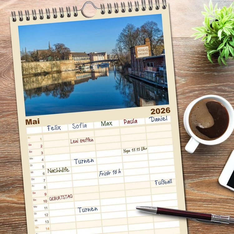 Produktbild: Familienplaner 2026 - Kassel - wundersch&ouml;ne Stadt in Nordhessen mit 5 Spalten (Wandkalender, 21 x 45 cm) CALVENDO