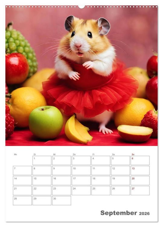 Produktbild: Ballerina Hamster - Eine Sinfonie aus zuckers&uuml;&szlig;e KI Hamstern in T&uuml;ll und Seide (hochwertiger Premium Wandkalender 2026 DIN A2 hoch), Kunstdruck in Hochglanz