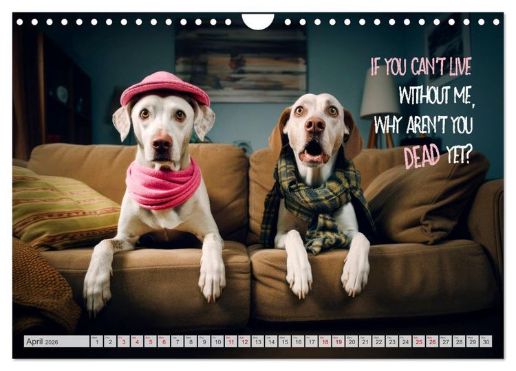 Produktbild: Crazy dogs COOL SAYINGS (Wall Calendar 2026 DIN A4 landscape), CALVENDO 12 Month Wall Calendar