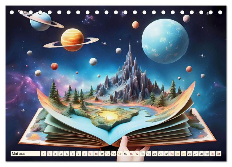 Produktbild: Fantasy-B&uuml;cher Sch&ouml;nheit des Universums (Tischkalender 2026 DIN A5 quer), CALVENDO Monatskalender