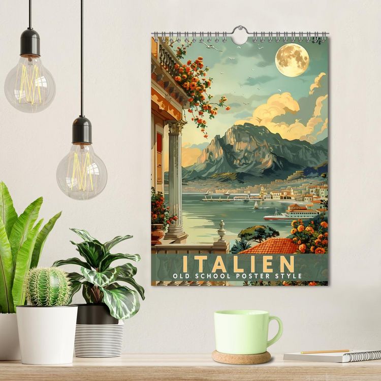 Produktbild: Italien - Old School Poster Style (Wandkalender 2026 DIN A4 hoch), CALVENDO Monatskalender