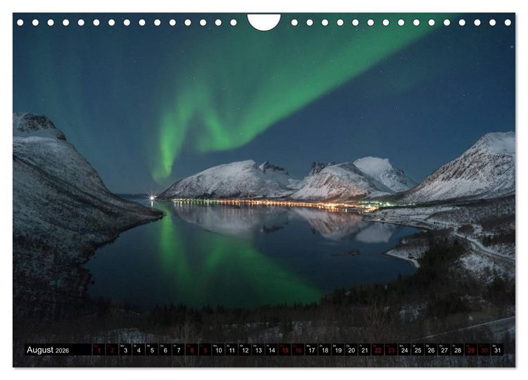 Produktbild: Aurora borealis - Magische Polarlichtn&auml;chte in Island und Norwegen (Wandkalender 2026 DIN A4 quer), CALVENDO Monatskalender