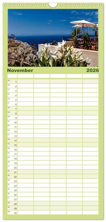 Produktbild: Familienplaner 2026 - Mallorca - Trauminsel des S&uuml;dens mit 5 Spalten (Wandkalender, 21 x 45 cm) CALVENDO