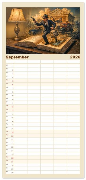 Produktbild: Familienplaner 2026 - Magische Welt der B&uuml;cher - Fantastische Abenteuer zwischen den Seiten mit 5 Spalten (Wandkalender, 21 x 45 cm) CALVENDO