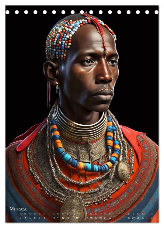 Produktbild: Inspiriert von den Massai, den stolzen Kriegern Afrikas (Tischkalender 2026 DIN A5 hoch), CALVENDO Monatskalender