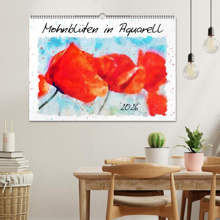Produktbild: Mohnbl&uuml;ten in Aquarell (Wandkalender 2026 DIN A2 quer), CALVENDO Monatskalender